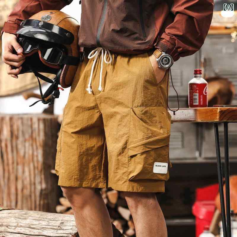 ショートパンツ メンズ アメカジ 薄手 速乾 アウトドア 機能性 ワーク カーゴ ミリタリー タクティカル 五分丈 ゆったり ルーズフィット ストレート ナイロン マルチポケット 夏 普段使い