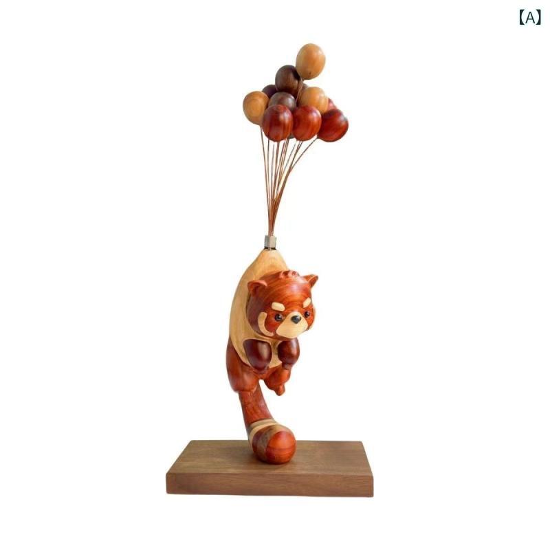 置物 レッサーパンダ アライグマ バルーン 木製 ひのき製 ハンドメイド 卓上 デスクオブジェ ナチュラルテイスト インテリア雑貨 かわいい 動物 プレゼント 9,577円
