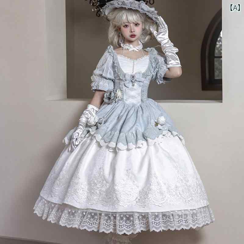 ワンピース レディース ロリータ オリジナルデザイン 童話風 プリンセス風 エレガント 上品 普段使い デイリー かわいい ホルターネック パフスリーブ 半袖 ミモレ丈 ポリエステル 13,697円