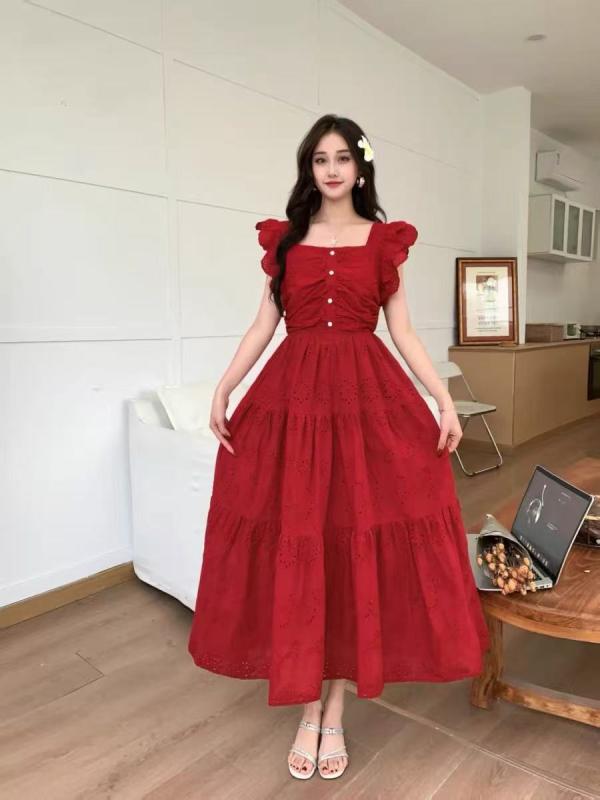 ワンピース レディース 綿麻 スクエアネック 半袖 ウエストマーク ロング丈 細見え 着痩せ効果 上品 エレガント 春夏 通勤 オフィス デイリーカジュアル