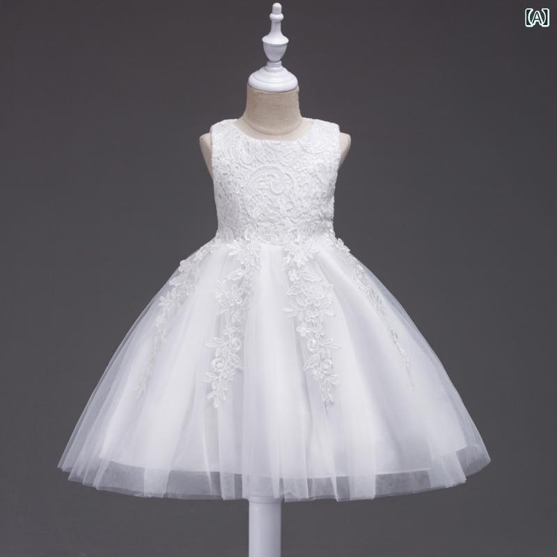 ドレス 女の子 子供 発表会 結婚式 誕生日 パーティー 礼服 プリンセス チュール ふんわり ノースリーブ レース ギャザー フォーマル ポリエステル 裏地コットン