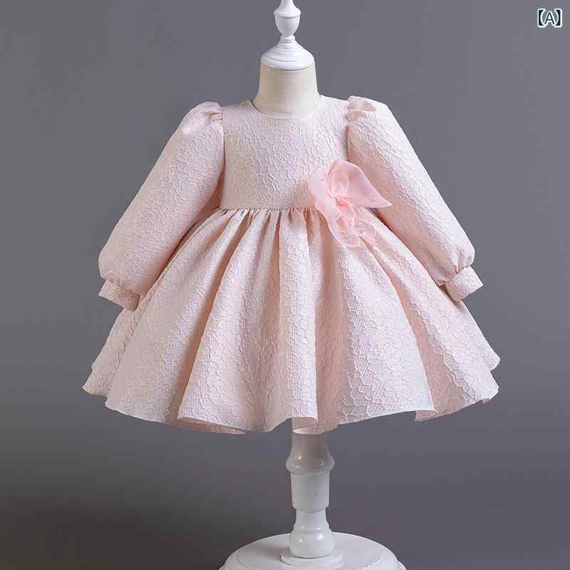 ドレス ベビー 女の子 キッズ 1歳 誕生日 初誕生日 バースデー 結婚式 ウェディング フォーマル セレモニー お呼ばれ パーティー 発表会 入園式 記念写真 プリンセス お姫様 上品 エレガント おしゃれ リボン サテン ピンク ホワイト