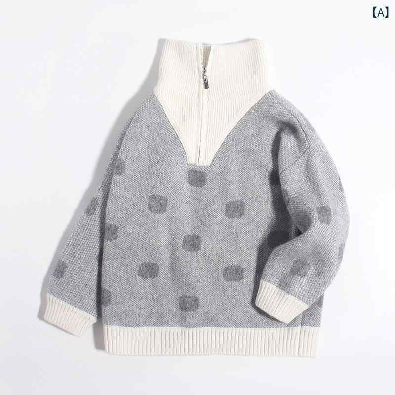 編み物 キッズ もの言う花 赤ちゃん服 男女兼用 秋冬 カシミール ジッパー ハイネック ティーシャツ ゆったり 朦々たる 保温 長袖 パステル色の膚ざわり 心地よい表現スタイル