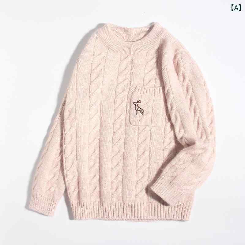 編み物 お坊っちゃん キッズ もの言う花 カシミール 朦朦たる 保温 生あたたかい 心地好い パステル色の ティーシャツ 長袖 丸首 無地 秋冬 カーキ