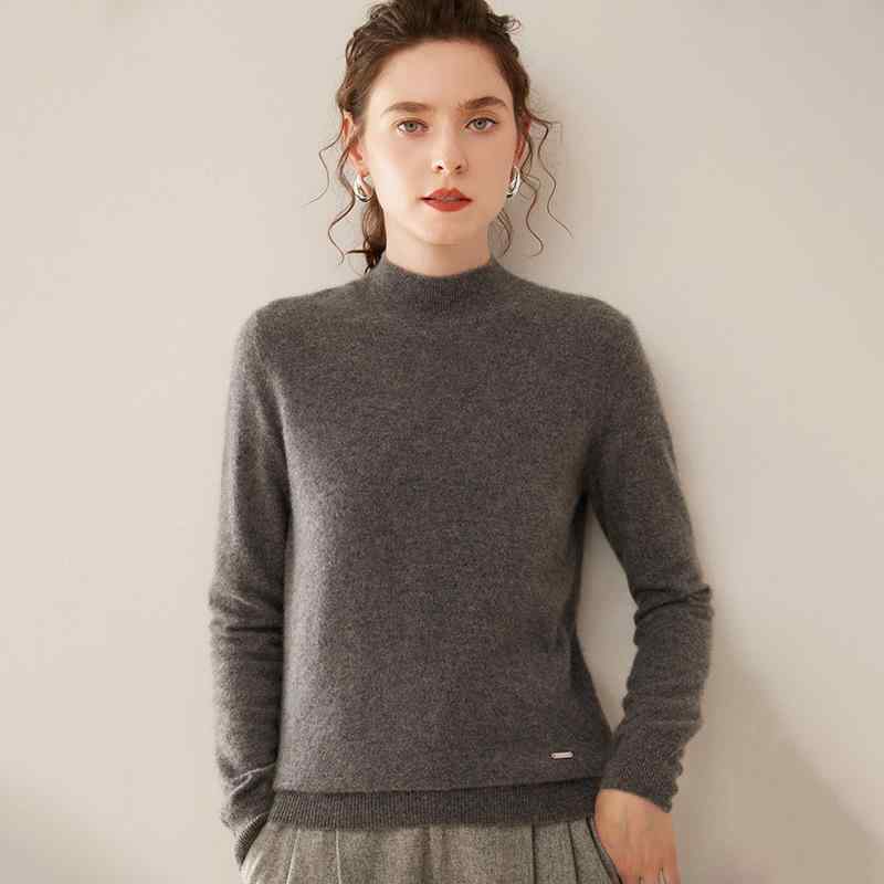 ニット レディース ピュアカシミヤ ハイネック 長袖 ゆったり ルーズフィット プルオーバー セーター トップス インナー 重ね着 無地 秋冬 カジュアル