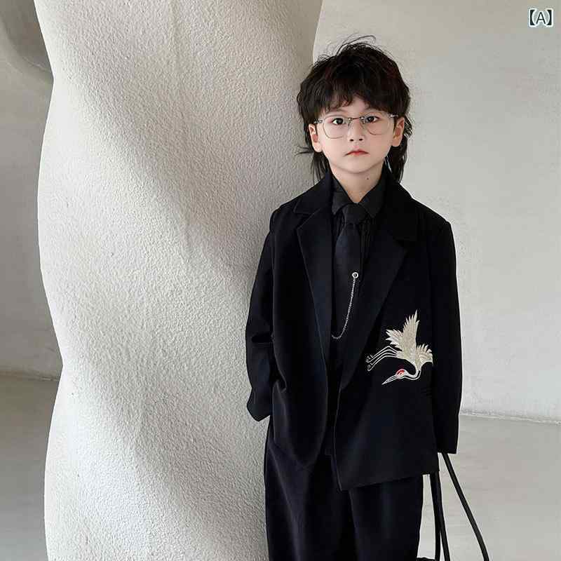 キッズ 男の子 テーラードジャケット 長袖 カジュアルスーツ セットアップ 鶴 刺・墸柄 シングルボタン 柔らかポリエステル 入学式 卒業式 発表会 フォーマル 春秋冬｜ラ・グラーヌ 24,476円