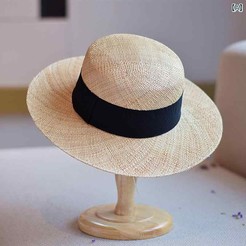 麦わら帽子 レディース 上品 フレンチ レトロ 天然素材 ストロー UVカット 紫外線対策 日よけ つば広 平天 春夏 海 リゾート お出かけ 通気性 ハット