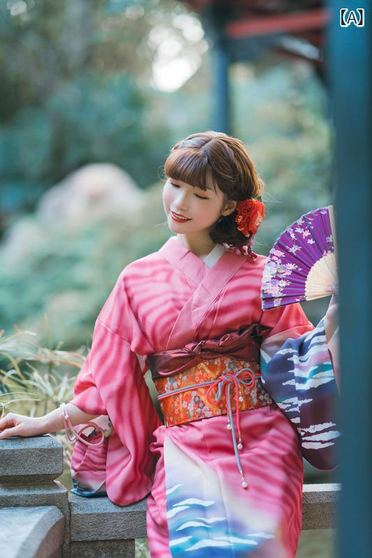和服 女性用 伝統 正装 フォーマル 着物 訪問着 上品 太鼓帯 ポリエステル カーマイン 結婚式 卒業式 入学式 披露宴 セレモニー｜ラ・グラーヌ