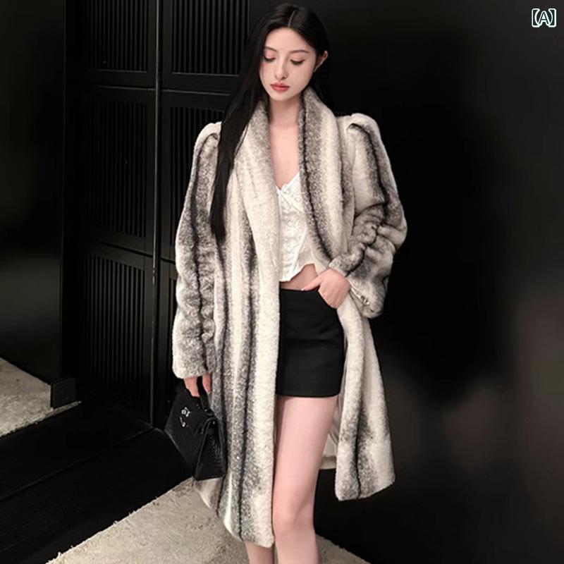 ファーコート レディース ミンクファー ロング丈 ベルベット 保温 防寒 着痩せ スタイルアップ 高級感 エレガント 通勤 秋冬 ホワイト 白|ラ・グラーヌ