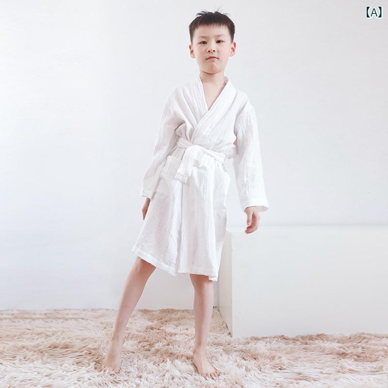 バスローブ 浴衣 ルームウェア キッズ 男の子 女の子 男女兼用 純綿 コットン 二重ガーゼ ダブルガーゼ 吸水速乾 柔らかい 肌に優しい 部屋着 春夏