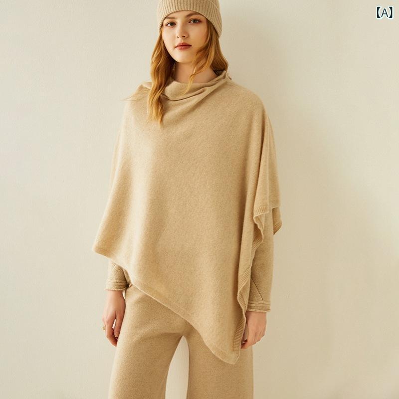 ショール レディース 山羊 カシミヤ ニット フリンジ プルオーバー ポンチョ ストール ケープ 羽織り 保温性 あたたかい 高級感 上品 おしゃれ ファッション 秋冬 キャメル ベージュ系｜ラ・グラーヌ 10,430円