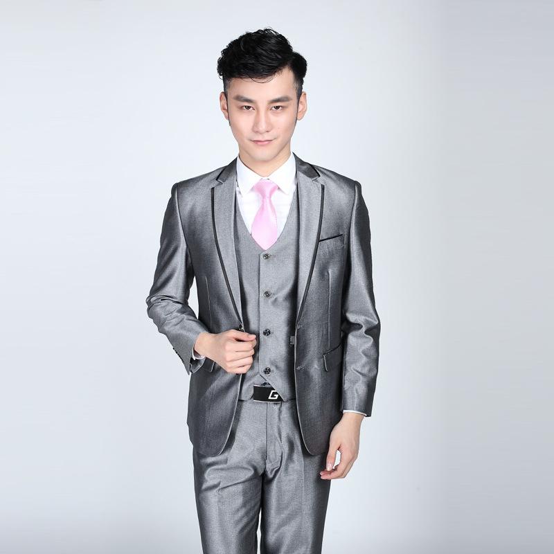 メンズ スーツ セットアップ 新郎 結婚式 披露宴 礼服 フォーマル ビジネス スリムフィット ウエストシェイプ 韓国風 トレンド シルバーグレー 秋冬