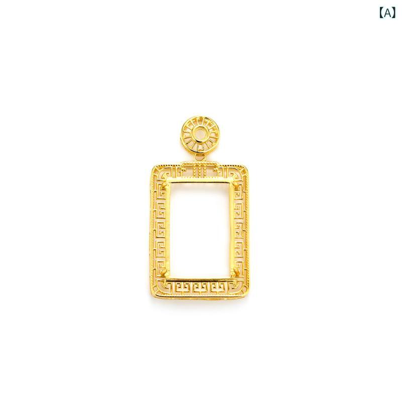 ネックレス ペンダントトップ S925シルバー 金メッキ 長方形 レクタングル 空枠 未石留め 上品な高級感 繊細 シンプル デイリーユース ファッション ギフト