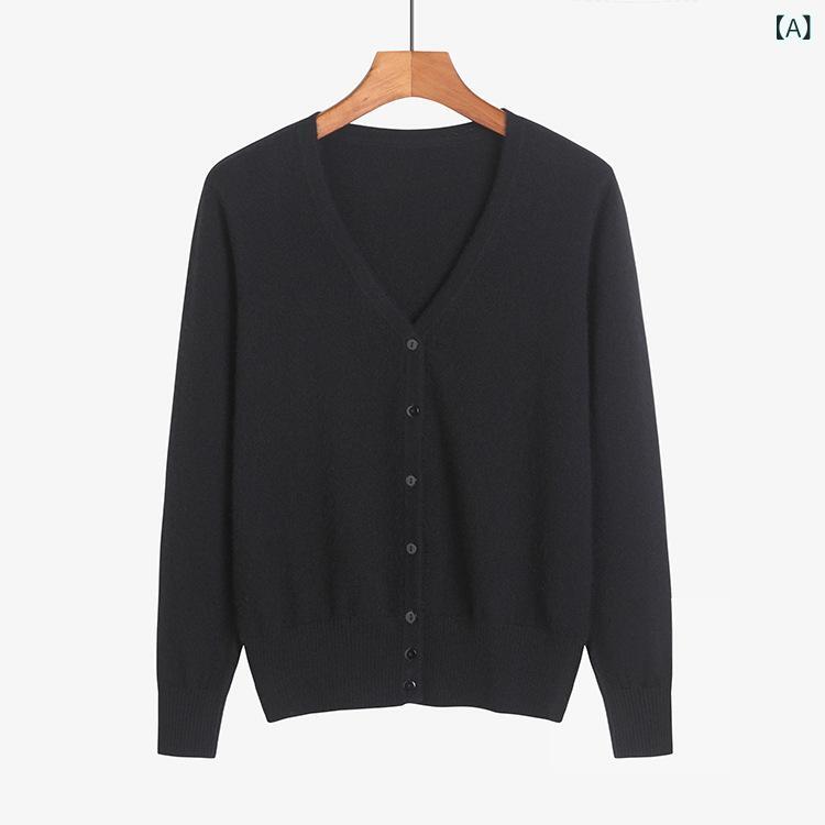 カーディガン レディース Vネック ピュアカシミヤ ニット 秋冬 トップス 長袖 無地 上品 大人カジュアル オフィス 通勤 エレガント きれいめ|ラ・グラーヌ