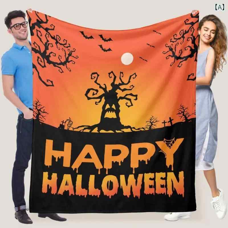 毛布 ハロウィン フランネル 軽量 ホラー柄 柔らか ソフトタッチ 肌触り抜群 ソファカバー ベッドスロー インテリア 部屋飾り ひざ掛け オールシーズン ポリエステル
