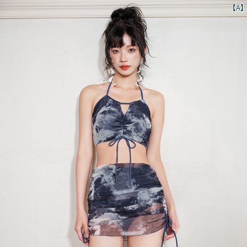 水着 レディース セパレート ビキニ 春夏 花柄 体型カバー お腹カバー 着痩せ効果 スタイルアップ セクシー フィットネス 胸パッド付き ワイヤーなし 伸縮素材 グレーブルー ビーチ プール マリンスポーツ