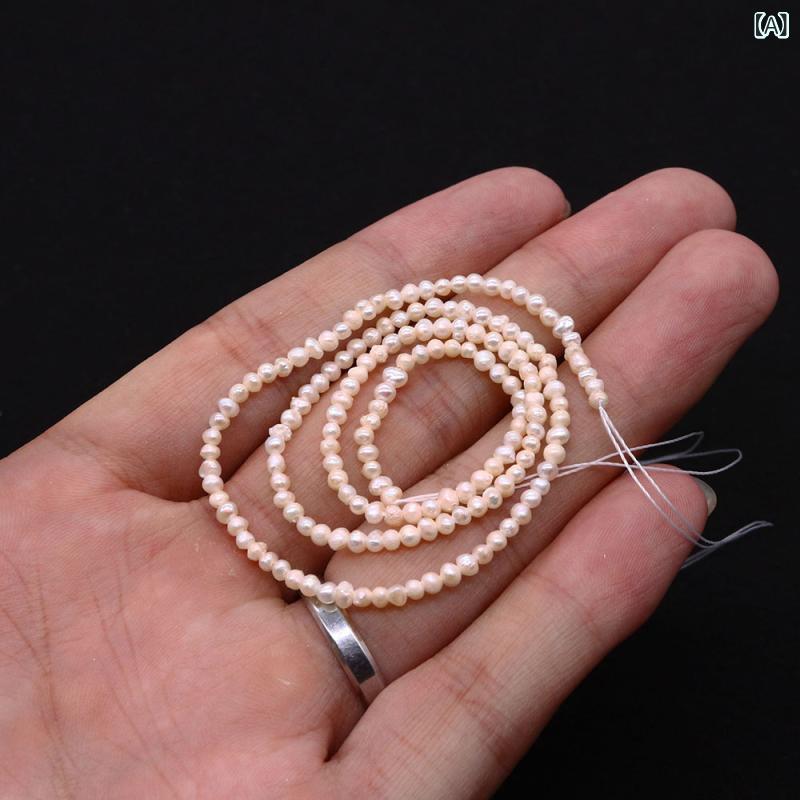 パール 天然 淡水パール 高品質 ルース 近円 直穴 オフホワイト 小粒 バラ珠 DIY アクセサリーパーツ ハンドメイド 手芸 ビーズ素材