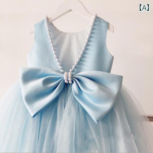 ドレス キッズ 女の子 ベビー ピンク スウィート かわいい バックオープン リボン ふんわり チュール プリンセス 1歳 誕生日 バースデー 発表会 結婚式 フォーマル セレモニー