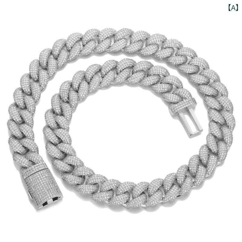 アクセサリー ユニセックス ヒップホップ キューバンチェーン パヴェジルコニア ネックレス ブレスレット 幅広20mm ゴージャス 個性的 ゴールド プラチナ