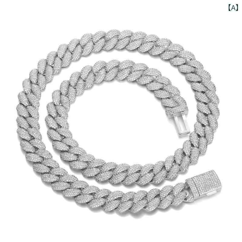 ネックレス ブレスレット 男女兼用 14mm幅 立体バブルデザイン キューバンチェーン ジルコニア 銅製 電気メッキ加工 ヒップホップ ストリートファッション カジュアル おしゃれ 普段使い プレゼント オールシーズン ゴールド プラチナカラー