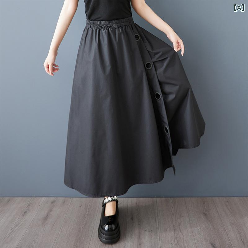 パンツ レディース 春夏 ダーク系 モード系 ゆったり 体型カバー ワイドパンツ ハイウエスト 九分丈 切り替え リングデザイン コットン ブラック 着回し カジュアル スカンツ ガウチョパンツ