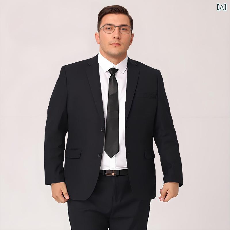 ジャケット メンズ 男性用 春秋 大きいサイズ ビッグサイズ ゆったり 体型カバー ビジネス フォーマル オフィス スーツ 通勤 礼服 結婚式 披露宴 二次会 パーティー 普段使い カジュアル ブラック 黒 形態安定
