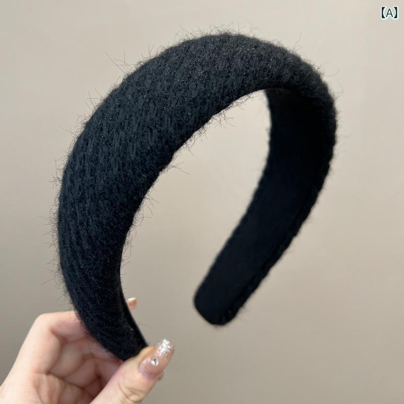 カチューシャ 秋冬 レトロ クラシック ニット 毛糸 ベロア ベルベット 幅広 ワイド シンプル ヘアバンド 普段使い お出かけ 洗顔