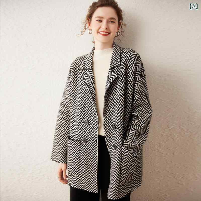 編み物ジレー レディース 朦朦たる カシミール 長袖 真っただ中丈 ゆったり 厚地の外套大いさ 杉綾模様柄 秋冬 好いたらしいめ 雅びやか 通い 事務室 日用品雑貨・文房具・手芸-その他