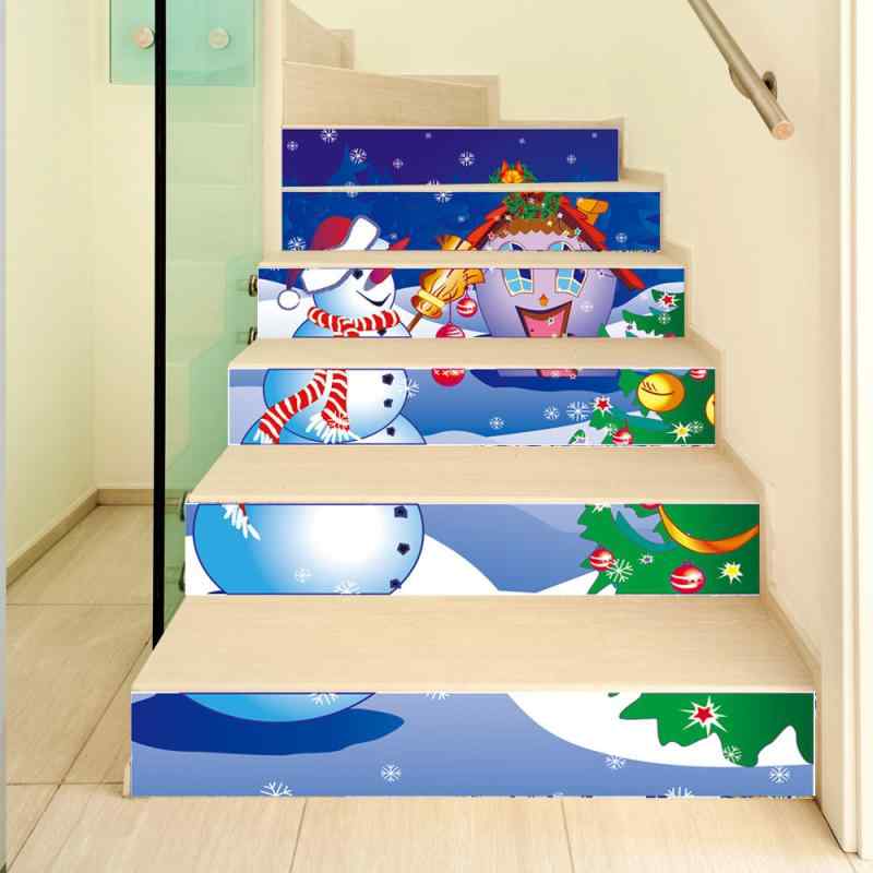 ウォールステッカー クリスマス 雪だるま キャラクター 3D 立体 防水 おしゃれ クリエイティブ 階段 シール インテリア リビング 寝室 デコレーション 塩化ビニール