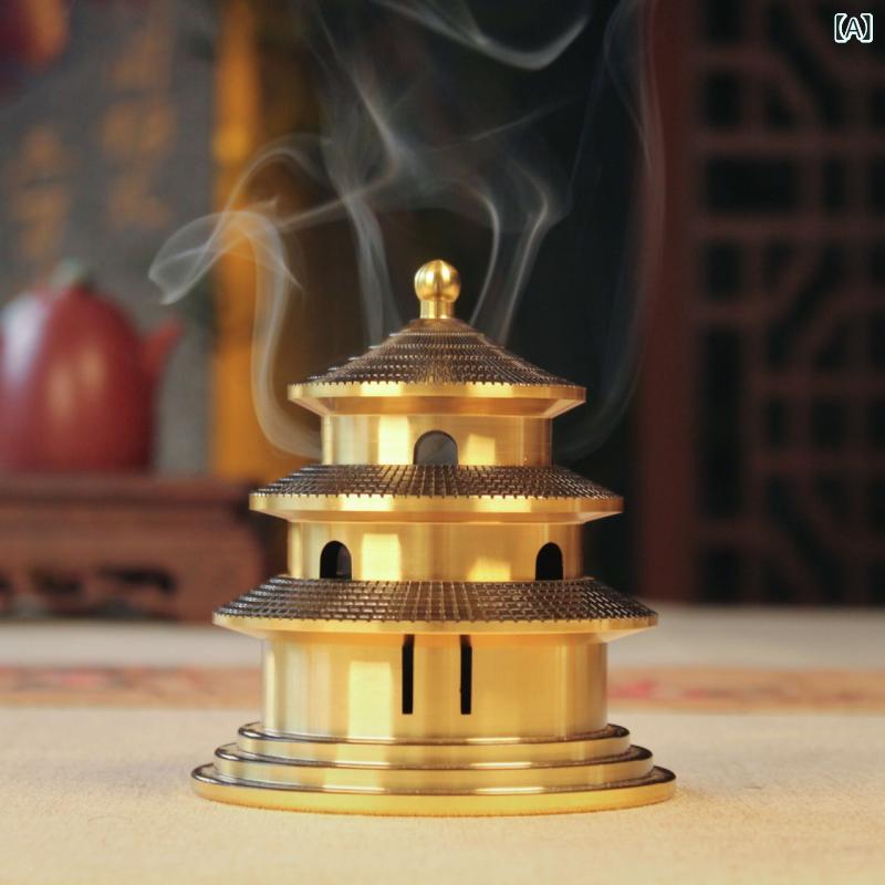 香炉 浮彫り レリーフ 平底 合金製 置物 オブジェ インテリア 財神 ラッキーアイテム 商売繁盛 開運 仏壇用品 宗教用品 瞑想 礼拝