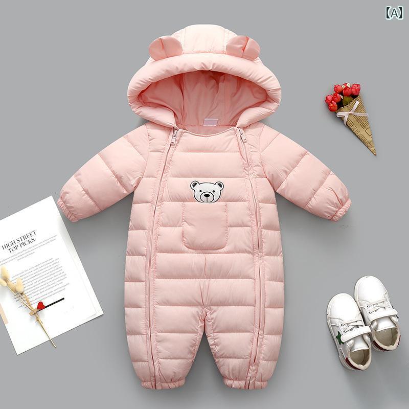ベビー ロンパース 新生児 乳幼児 男の子 女の子 男女兼用 中綿入り あったか 保温 厚手 コットン 綿混 長袖 カバーオール オールインワン 春秋冬 お出かけ 外出着 シンプル