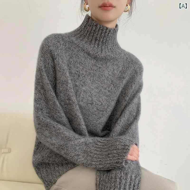 編み物 レディース 成人女性用 秋冬 メランジ カシミール 羊毛 ティーシャツ ハイネック 長袖 朦々たる 論なく論なく ゆったり 執務室 好いたらしいめ 心地好い トップス
