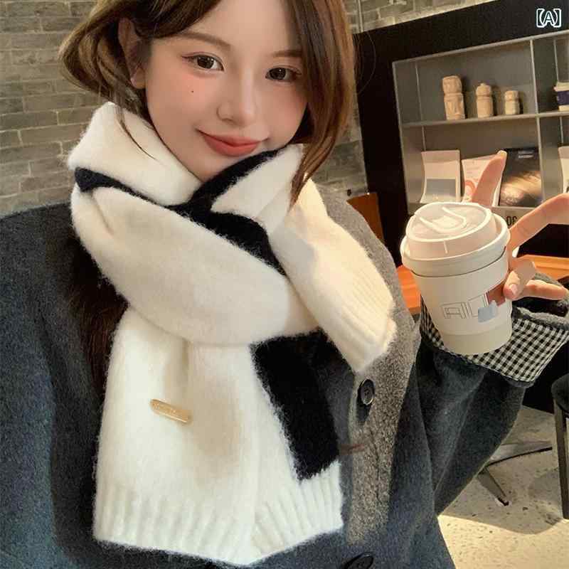 マフラー ストール ウール混 レディース メンズ ペア カップル 秋冬 防寒 あったか 韓国風 こなれ感 おしゃれ 高級感 ロング 通勤 オフィス カジュアル オフホワイト オートミール ライトグレー ブルー ワインレッド