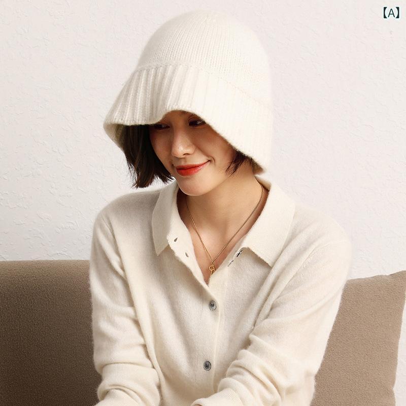 ニット帽 レディース 女性用 カシミヤ 秋冬 バケットハット フィッシャーマンハット 丸型 無地 シンプル ベーシック 韓国風 厚手 保温 防寒 暖かい 普段使い 通勤 お出かけ
