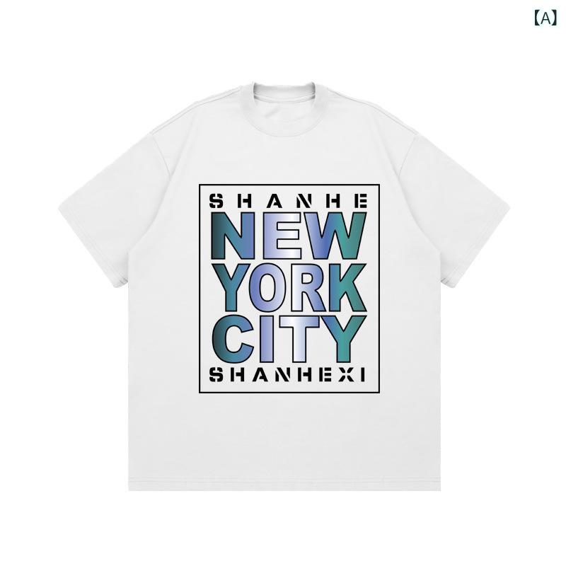 Tシャツ メンズ 男性用 アメリカン カジュアル ストリート ヘビーウェイト 厚手 肉厚 コットン コーマ綿 五分袖 ドロップショルダー ゆったり オーバーサイズ ビッグシルエット プリント ロゴ 英字 トップス 春夏秋