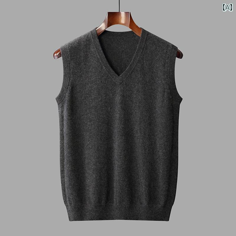 ベスト メンズ Vネック カシミヤ ニット ノースリーブ ジレ トップス 秋冬 スリムフィット 保温性 暖かい 肌触り 高級感 デイリー ビジネス オフィス カジュアル｜ラ・グラーヌ