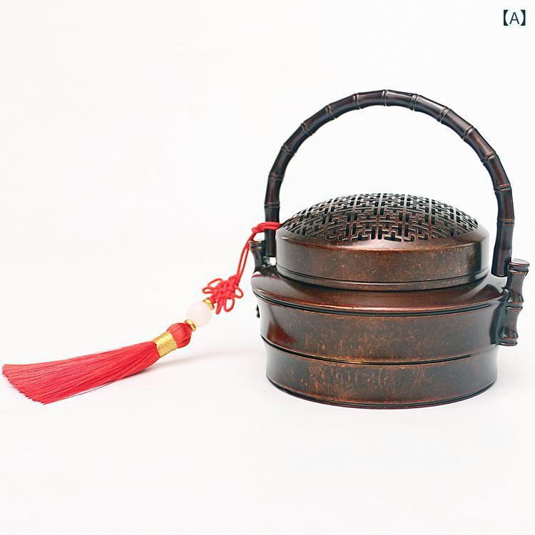 手炉 真鍮 ブラス 竹柄 バンブーモチーフ 蘇州工芸 アンティーク調 エイジング 侘び寂び 禅風 和モダン レトロ 炭火式 懐炉 ハンドウォーマー 携帯 香炉 お香立て 白檀 線香 秋冬 防寒 暖房 リラックス 癒し インテリア 置物