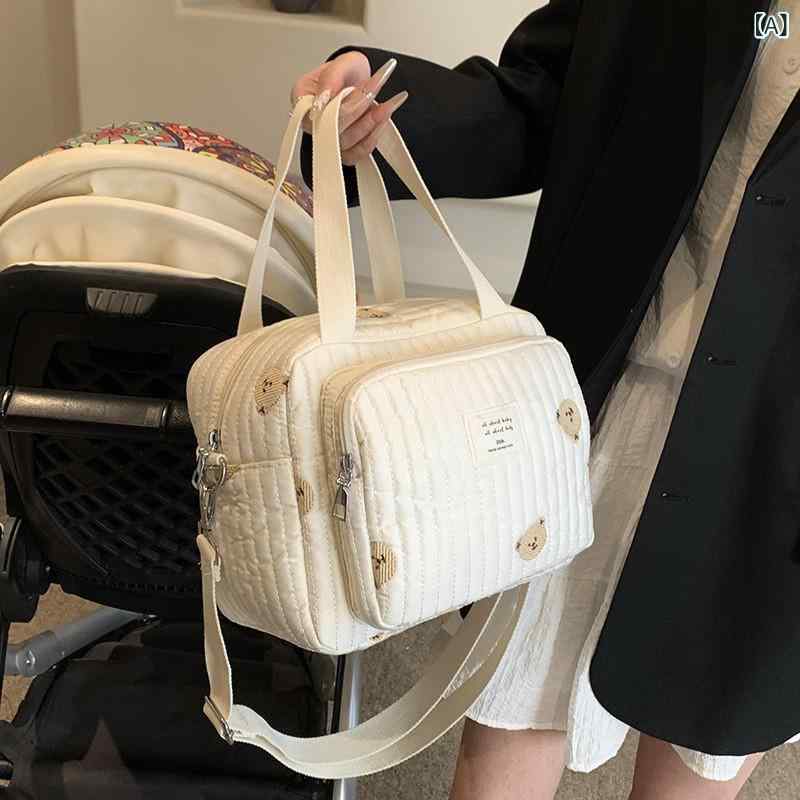 マザーズバッグ ベビー用 韓国風 ベビーカー取り付け 3way 大容量 多収納ポケット 哺乳瓶 おむつ入れ 軽量 コットン 耐久性 アニマル柄 お出かけ おしゃれ