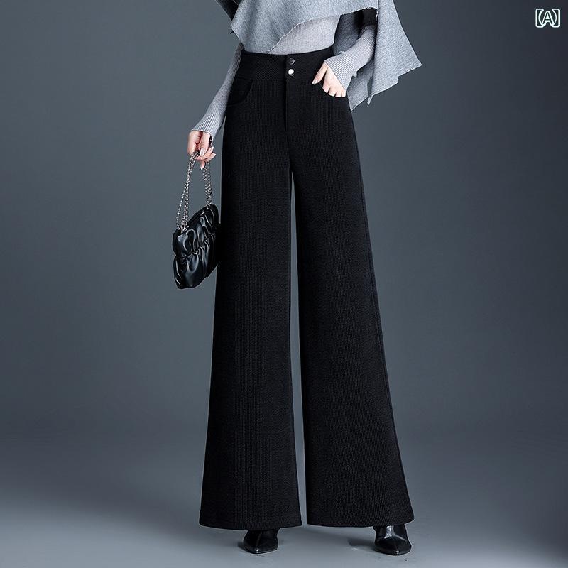 パンツ レディース 女性用 シェニール ポリエステル ワイドパンツ ガウチョパンツ ストレート ハイウエスト ワイドシルエット ゆったり リラックス 楽ちん ドレープ 厚手 暖かい 防寒 着痩せ スタイルアップ カジュアル 通勤 オフィス 普段使い 秋冬