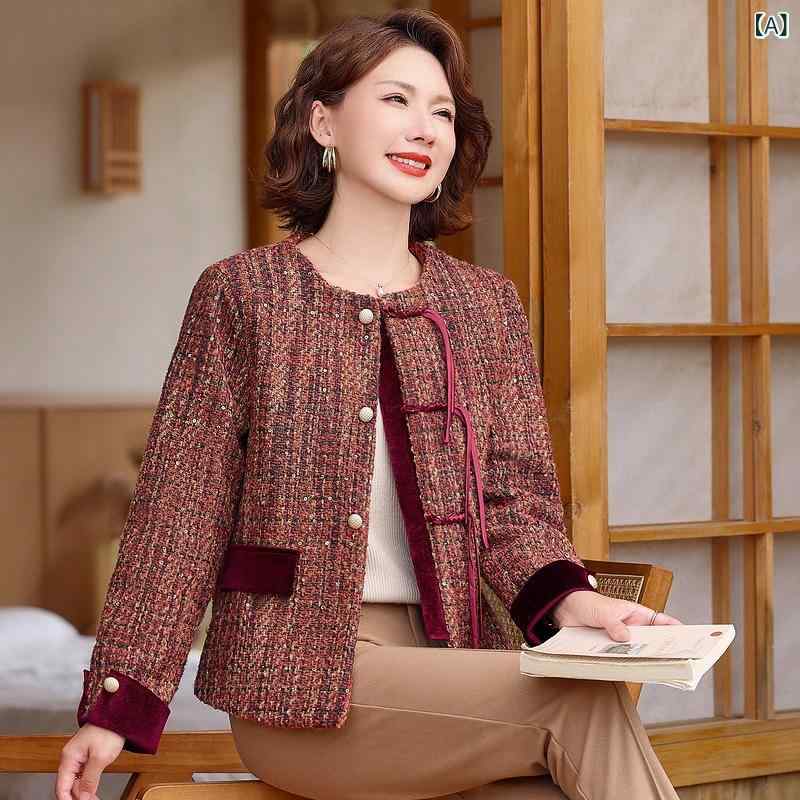 ジャケット 女性用 ミセス ママ 大きいサイズ 新中華風 上品 ショート丈 ポリエステル 春秋 通勤 オフィス