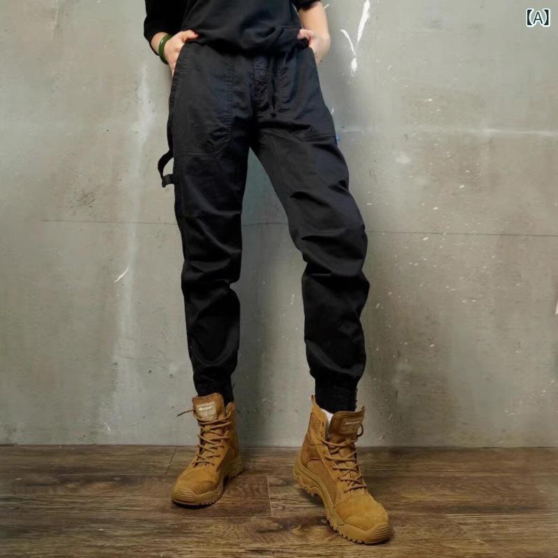 パンツ メンズ ミリタリー カーゴパンツ ワークパンツ タクティカルパンツ ロングパンツ 裾絞り ジョガー ジップポケット ファスナーポケット 春秋 コットン混紡 ポリエステル ストリート カジュアル