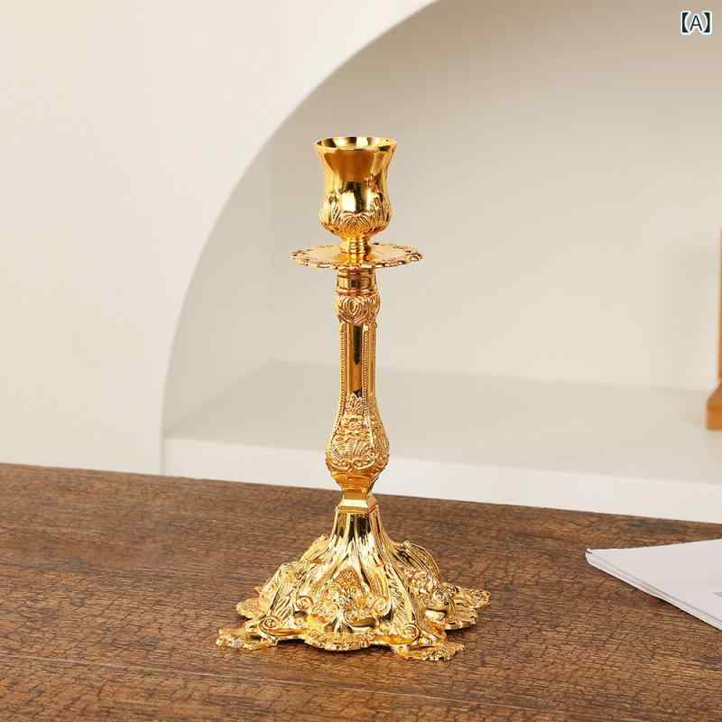 キャンドルホルダー ヨーロピアン クラシック 亜鉛合金製 電気メッキ加工 高級感 レトロ調 高見え リビング 卓上 装飾品 インテリア オブジェ 飾り