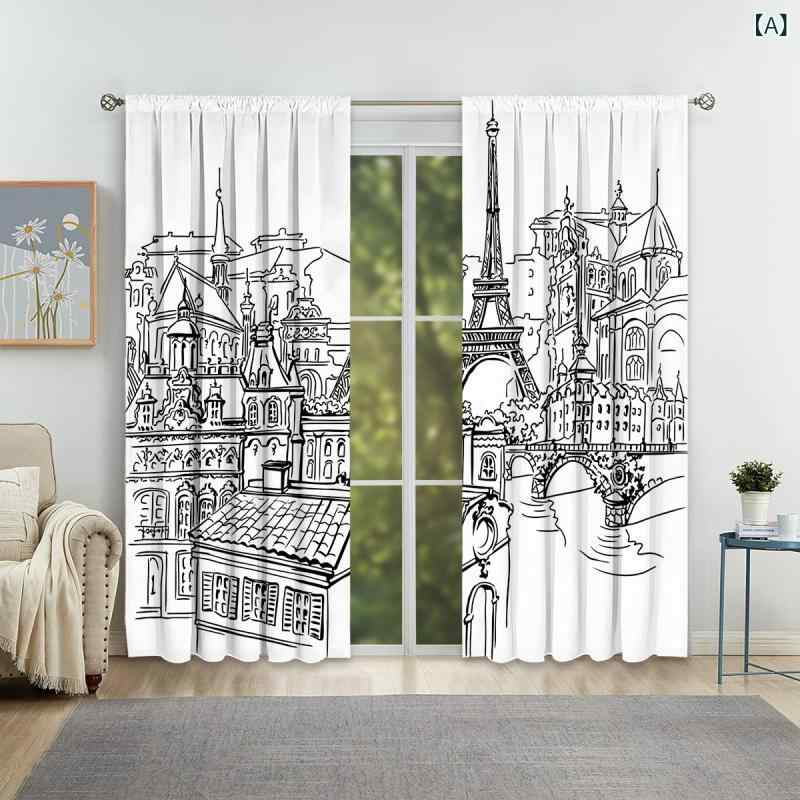 カーテン 2枚組 3Dデジタルプリント 植物 花 人物 キャラクター イラスト リビング 寝室 ポリエステル モダン シンプル
