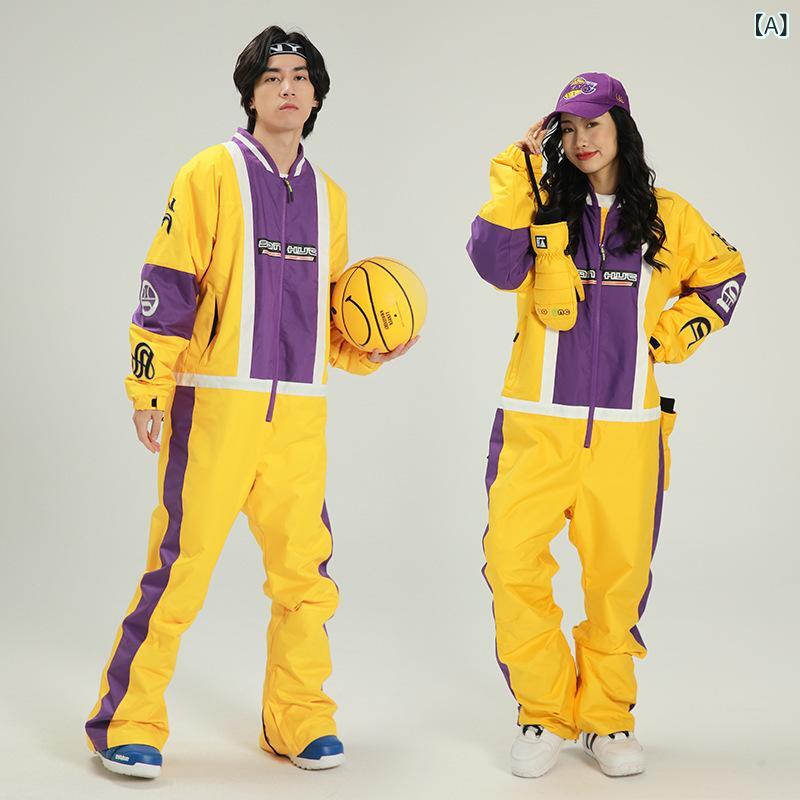 スキーの板御召しもの 男女兼用 メンズ レディース 繋ぎ 衣裳 防風 雨合羽 保温 透湿 吸湿速乾 スノーボード スキーの板 冬 ウィンタースポーツ 思い起こす原料品 フリース裏地 軽さ中綿入り口・入口 象牙色 マルチ色つや
