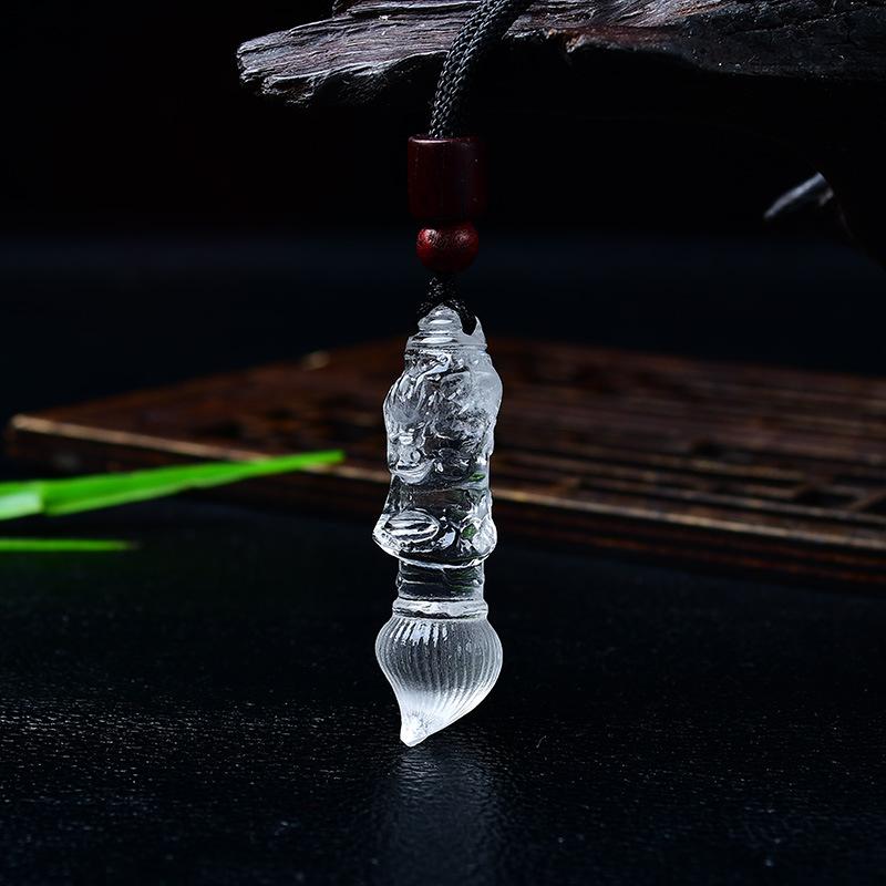 お守り 天然白水晶 文昌筆 筆形 原石彫刻 ペンダント チャーム キーホルダー 学業成就 合格祈願 試験 資格取得 受験 就職 成功祈願 開運 パワーストーン 幸運アイテム 縁起物 プレゼント ギフト