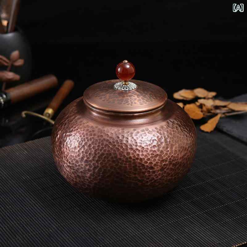 茶筒 紫銅製 槌目 1.3L 大静電容量 言い慣わし芸術 新中国風 レトロ 古典派音楽 事務室 書屋用 呉れて遣る 差し上げ物 御前上等感
