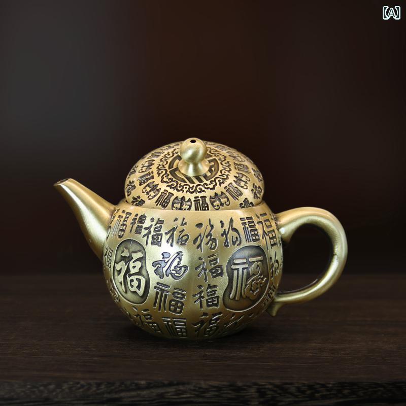 飾りつけ 金管楽器製 金管楽器 ティーポット 急須 龍鳳 百福文様 アンティーク レトロ ヴィンテージ 毛はらい工業 室内装飾 飾りつけ オブジェ 寄せあわせ 骨董 褒めたたえる用 御前上等感