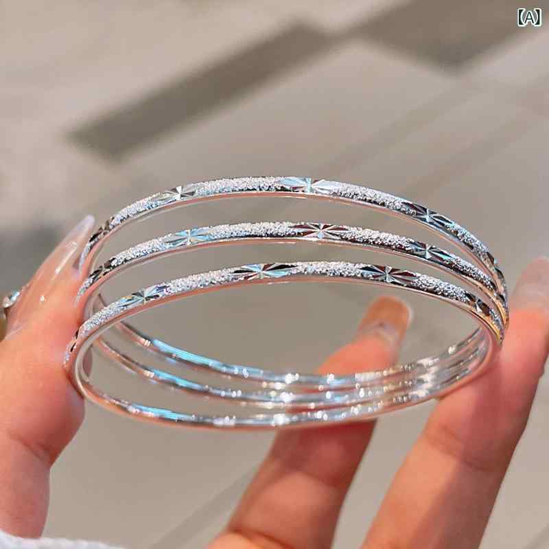 レディース ハンドアクセサリー 純銀 ブレスレット 細いサークル 三重リング 実心加工 超光沢 ファッショナブル マルチユース ビジネスカジュアル 夏 ジオメトリックエレメント｜ラ・グラーヌ