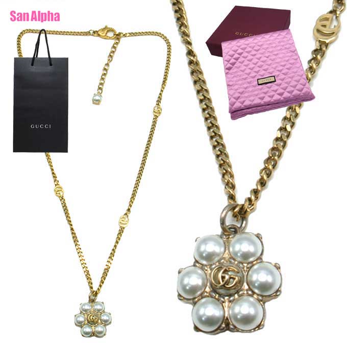 【1000円OFFクーポン】グッチ ネックレス アクセサリー GUCCI GGマーモント ダブルG モチーフ パール ネックレス 645664 I4620 8078 (ゴールド系) アウトレット レディース 送料無料｜SanAlpha（サンアルファ）