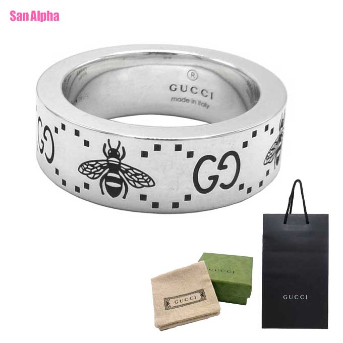 グッチ 指輪 アクセサリー GUCCI Ag 925 GG ロゴ ビー モチーフ エングレービング シルバー リング 5mm 728389 J8400 0728 (シルバー系) アウトレット メンズ レディース 送料無料|SanAlpha(サンアルファ)